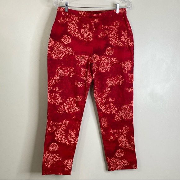 UNIFORM JOHN PAUL RICHARD BALI PAISLEY PATTERNED COTTON STRETCH CAPRI PANTS 10 - Picture 3 of 11